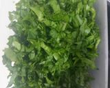 A picture of step 2 of Proso millet with spinach green peas Dalia.