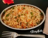 A picture of step 3 of Schezwan Rice.