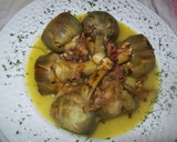 Foto del paso 8 de la receta: Alcachofas con salsa de puerro y calabacín