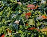 Foto langkah ke 7 dari resep Tumis Bunga Pepaya, Daun Pepaya, Teri.