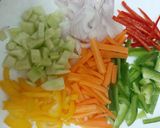 A picture of step 1 of Mayocheese pasta salad.