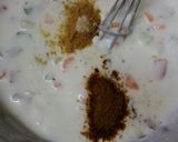A picture of step 3 of Vege raita with pepper tarka.