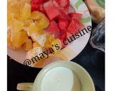 A picture of step 1 of Watermelon orange shake.