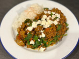 Persian beef and lentils topped with feta