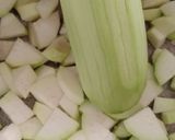 A picture of step 1 of Lauki ki bhujia (Gourd).