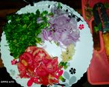 A picture of step 3 of Fried nduma with beef and potato served. with spinach.