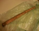 A picture of step 1 of Kinpira Gobo (burdock and carrot kinpira).