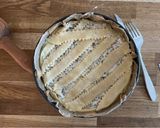 A picture of step 5 of Farro, Chocolate, and Apricot Pastiera.