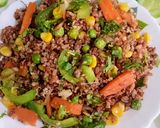 A picture of step 7 of Stir-fried Red Rice and Veggies.