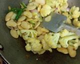 A picture of step 2 of Lima beans curry with ghobi and aloo.