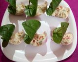 A picture of step 6 of Egg stuffed onion ship.