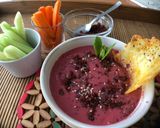 A picture of step 10 of Cold Beet and Kefir (or Yogurt) Soup with Mint, Ham Salt, and Cheese Crisps.