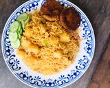 A picture of step 6 of Alu Tahari (Aloo rice).
