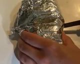 A picture of step 7 of Chicken and Rice Burrito.