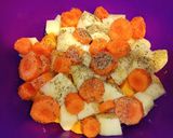 Foto del paso 2 de la receta Calabaza, zanahoria y patata al horno