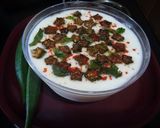 A picture of step 2 of Bhindi Raita.