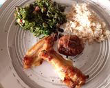 Foto do passo 1 de Frango do campo no forno com mel e alho, arroz integral e salteado de couve com feijão preto e bacon