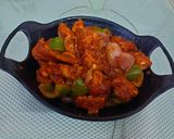 A picture of step 11 of Chilli Mushroom.