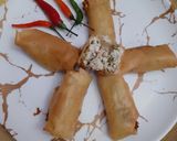 A picture of step 2 of Turkish cheese rolls.