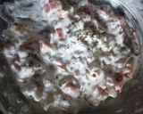 A picture of step 1 of Raw Macroni Mayonnaise-Curd Sandwich.