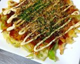 A picture of step 7 of Okonomiyaki with Okara Powder.