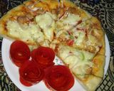 A picture of step 10 of Chicken fajita pizza.