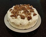 A picture of step 17 of Vanilla / Peanut Butter Ice Cream Cake with a Crispy Crust and Whipped Cream Topping With Creamy Crispy Chicolate Bark.
