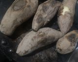A picture of step 1 of Street style Shakar qandi chat. Sweet potato chat.