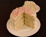 A picture of step 25 of White Peppermint Layer Cake with a White Peppermint Cream.