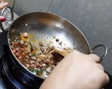 A picture of step 4 of Gathiya-tomato curry|moti sev -tamatar ki sabji.