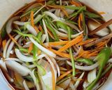 A picture of step 3 of Aji Nanbanzuke (Marinated Fried Horse Mackerel).