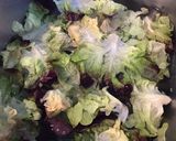 Une image de l'étape 1 de Salade feuille de chêne rouge aux tomates roses,mozzarella di buffala et fleurs d ail triquetre.