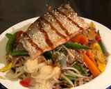 A picture of step 6 of Wild salmon teriyaki soba.