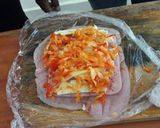 A picture of step 6 of Chicken cordon blue.