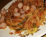 A picture of step 5 of Spaghetti with sausage#4weekschallenge#charityrecipe.