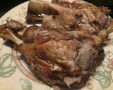 A picture of step 3 of Pork hock with in season asparagus sauce.