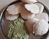 A picture of step 2 of Idli with coconut chutney.