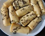 A picture of step 5 of Khandvani rolls.