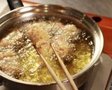 A picture of step 5 of Beer-Battered Green Onion and Prosciutto Fritters.