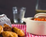 Foto del paso 5 de la receta Buñuelos de bacalao y patata con pisto