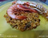 Foto del paso 6 de la receta: Arroz cristalino con setas, espárragos, gambas rojas y escamarlanes