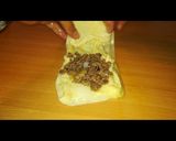 A picture of step 5 of Lebanese meat pastry /pie _meat in dough_.