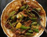 A picture of step 4 of Green Chilli pickle.