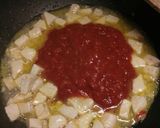 A picture of step 2 of Gnocchetti sardi with black olive and sword fish ragu.