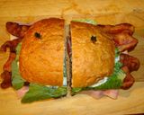 A picture of step 4 of Ham, Munster Cheese, and Smoked Bacon Sandwich – Jon Style.