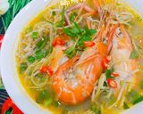 Hình bước làm 5 của món Canh chua tôm càng xanh hoa chuối
