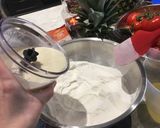 A picture of step 3 of Emma and Charlotte’s ‘special’ gluten free muffins.