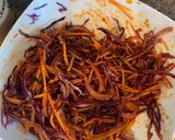 A picture of step 2 of Beef and vegetable Korean rice bowl aka bibimbap.
