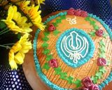 A picture of step 5 of Khalsa's saajan diwas cake { Sikh religion birthday cake} 🎂🎉.