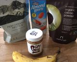 A picture of step 1 of Chocolate Nut Banana Protein Shake (V,GF, DF).